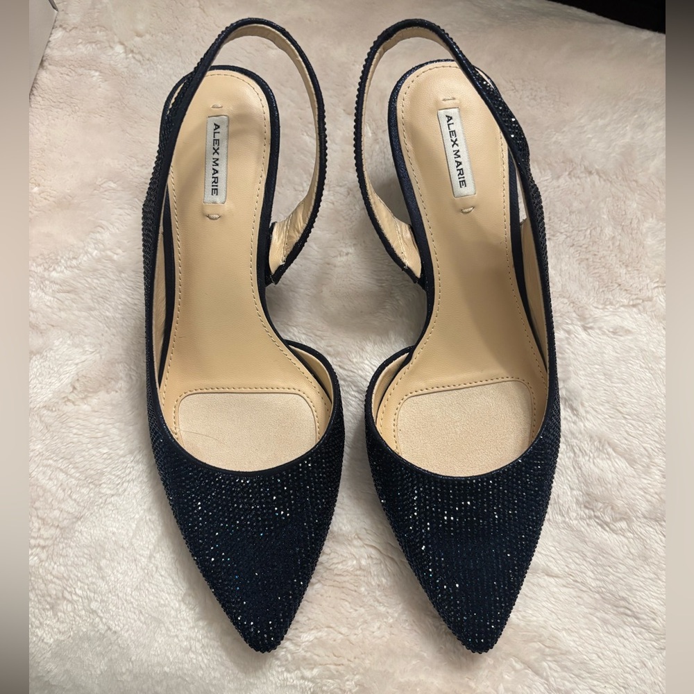 Alex Marie Navy Slingback Heels